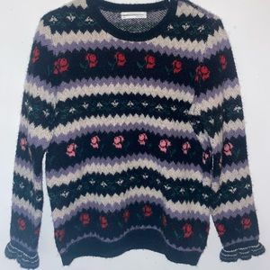 Anthropologie Fair Isle Roses Sweater
